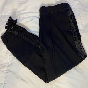 Black Fabletics Satin Stripe Tie Joggers